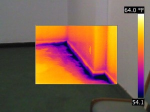 Moisture intrusion detected with thermal imaging